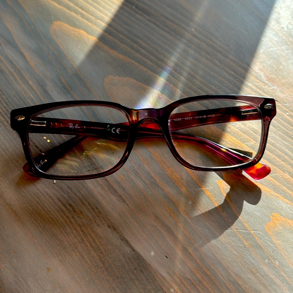 RayBan glasses burgundy pink (51 18 135 for sizing)